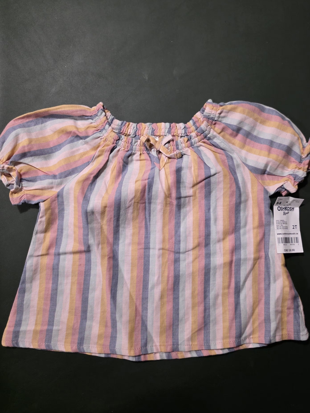 OshKosh Pink Multi-Stripe Girls' Off-Shoulder Top
